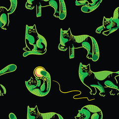 Neon Cats vector set (different poses)