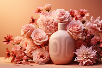 Obraz na płótnie Canvas Elegant Perfume Bottle in Pastel Colors AI Generated