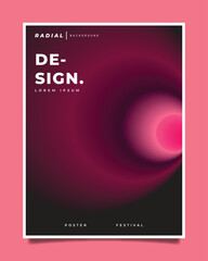 Pink circle gradient background template copy space. Radial colour gradation backdrop design for poster, banner, leaflet, pamphlet, cover, magazine, or flyer.
