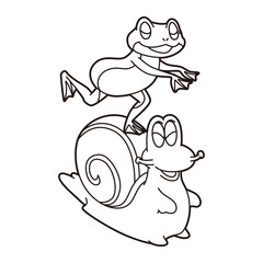 カエルとカタツムリ ぬりえ