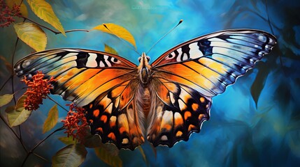 Fototapeta na wymiar Butterfly impressionist art realistic: