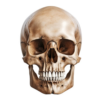 Scary human skull, isolated on transparent background png (Generative Ai)
