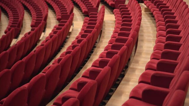 Red chairs of the empty theater