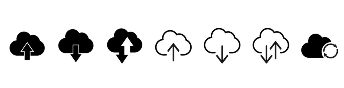 Loading and unloading icon. Download download talud arosh. Lean style. Download cloud computing outline and field vector sign. Download cloud save symbol on white background eps10.
