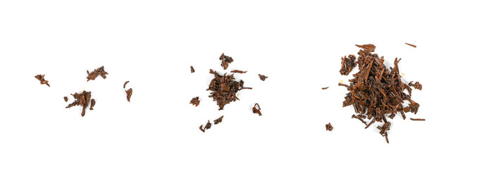 Used Tea Leaves Isolated, Wet Black Tea Leftovers, Herbal Tea Leaf, Biodegradable Garbage, Eco Bio Tea Leaves