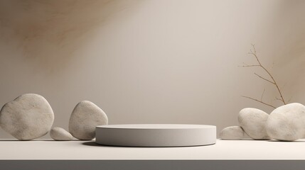 Minimal podium stones, design background. Created with Generative Ai technology.