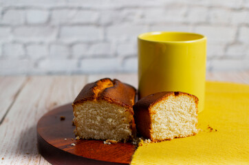 Two pieces of cake and a mug of hot chocolate
