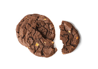 Broken Chocolate Biscuit Isolated, Black Cookie, Dark Soft Biscuits, Butter Cookies, Fresh Sweet Cocoa Cracker