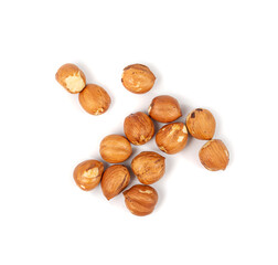 Nut Kernels, Hazelnuts Pile Isolated, Healthy Organic Nuts Group, Nut Kernels on White