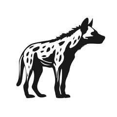 Hyena illustration, CNC solid black clean vector shape, white background