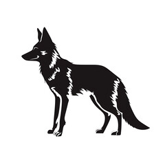 Wolf illustration, CNC solid black clean vector shape, white background