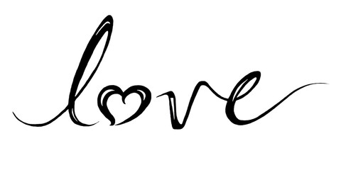 I Love You font. Black letters, transparent background. Valentine's Day phrase.	