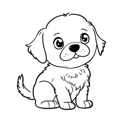 Cute small dog. Vector illustration in a linear style, for coloring