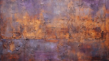 a horizontal layout, of a rusted metal in hues of lavender and rust as a background in a Grunge-themed JPG format. Generative ai