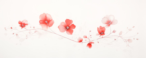 Delicate flowers in the style of watercolor painting. Airy light colors and lines. Delicate floral background. AI generation.