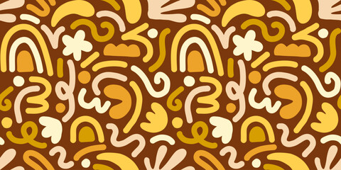 Hand drawn contemporary art collage with abstract shapes. Vector seamless pattern with Scandinavian cut out elements.