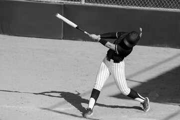 Softball Baseball Player Black And White