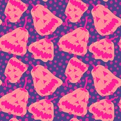 Halloween cartoon pumpkins seamless autumn harvest pattern for wrapping paper and fabrics and kids clothes