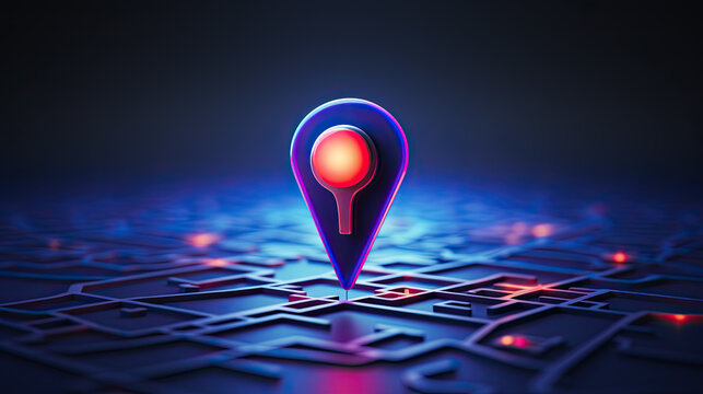 a 3d pin symbolic for navigation devices. Generative AI