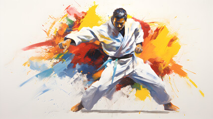 Fototapeta na wymiar peinture représentant le judo comme sport officiel en compétition