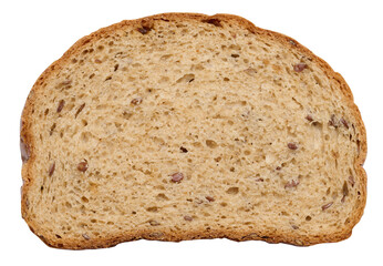 Oval slice of rye flour bread with seeds