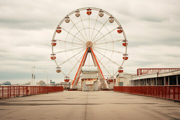 White abandoned Ferris wheel. High quality photo - Powered by Adobe