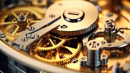 Close-up of a mechanical gears in swiss watch