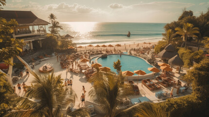 Beach club with people in BALI