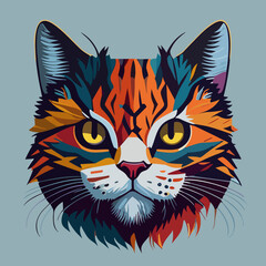 Fototapeta premium Whisker Wonderland: Vibrant and Cute Cat Face
