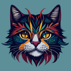 Fototapeta na wymiar Whisker Wonderland: Vibrant and Cute Cat Face
