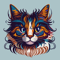 Naklejka na ściany i meble Whisker Wonderland: Vibrant and Cute Cat Face