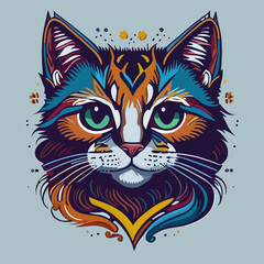 Fototapeta premium Whisker Wonderland: Vibrant and Cute Cat Face