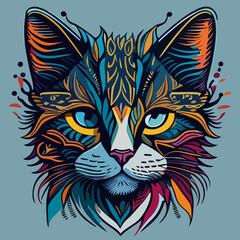Obraz premium Whisker Wonderland: Vibrant and Cute Cat Face