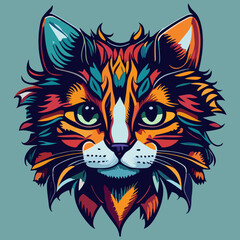 Fototapeta premium Whisker Wonderland: Vibrant and Cute Cat Face