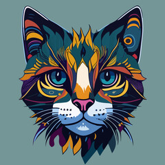 Whisker Wonderland: Vibrant and Cute Cat Face
