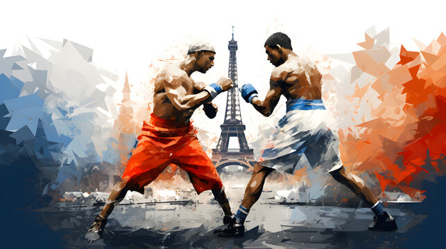 illustration représentant des boxeurs à Paris