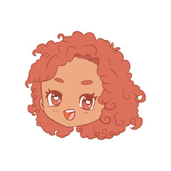 Vector Cartoon face Chibi girl Character isolated illustration