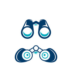 Set of binoculars from different angles.Vector illustration