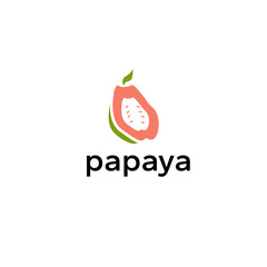 Image of half papaya fruit.Vector illustration