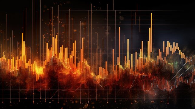 Glowing Charts Representing Ups And Downs. Financial Market Movement, Stock Market Concept. Market Trend. Generative AI