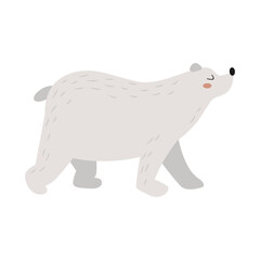 Cute polar bear. Arctic wild animal.  Vector illustration in flat style. White isolated background.