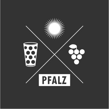 Pfalzsonne Shirt Design - Sonne, Wein, Trauben, Pfalz - Clipart in wei&szlig;, transparenter Hintergrund, png