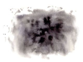 Abstract background in black color. Hand drawn in watercolor. Classic, gradient from black to gray. Used as a background for inscriptions and any sketches
