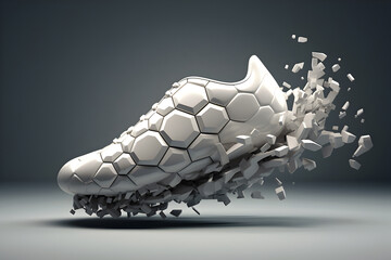 Disintegrating Hexagons: Graphic Design of a Dissolving Football Shoe, generative ai 