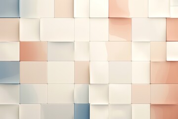 Cream pastel ceramic wall and floor tiles abstract background. Design geometric mosaic texture decoration of the bedroom. Simple seamless pattern for backdrop advertising banner poster or web