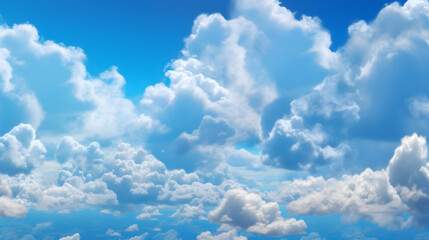 Naklejka na ściany i meble Blue Sky and Fluffy Clouds: Serene Nature's Canvas, generative ai 