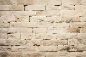 Empty Background of wide cream brick wall texture. Old brown brick wall concrete or stone pattern nature, wallpaper limestone abstract floor/ Grid uneven interior rock. Home& office design backdrop