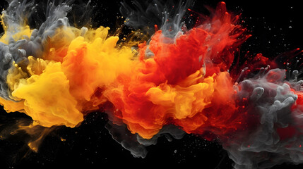 holi color smoke explosion on black background, generative ai