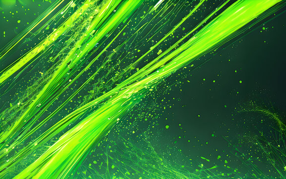 Abstract green neon color background led artificial intelligence, bright colorful splashes, modern futuristic texture, canvas for background, Generative AI