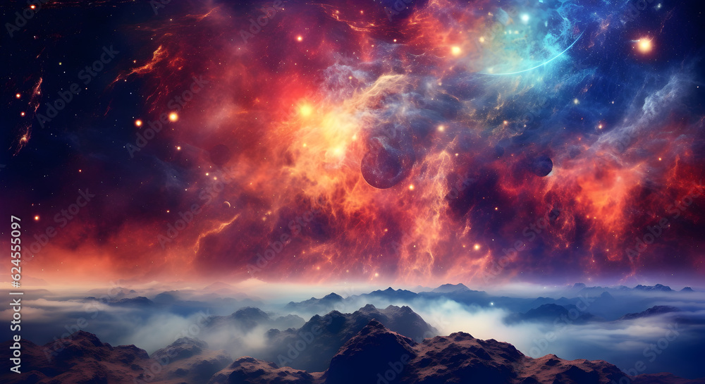 Wall mural galactic nebula: celestial elegance in the vast cosmos, generative ai